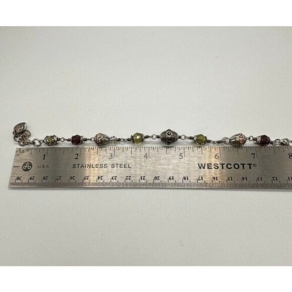 Brighton‎ Jewel Fantasy Beaded Bracelet Silver Tone Faceted Purple Green Beads - Picture 12 of 12